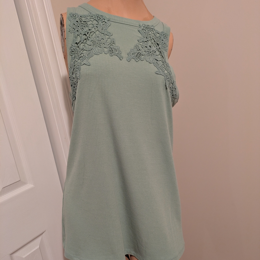 Torrid Mint Sleeveless Top with Lace Plus Size 1